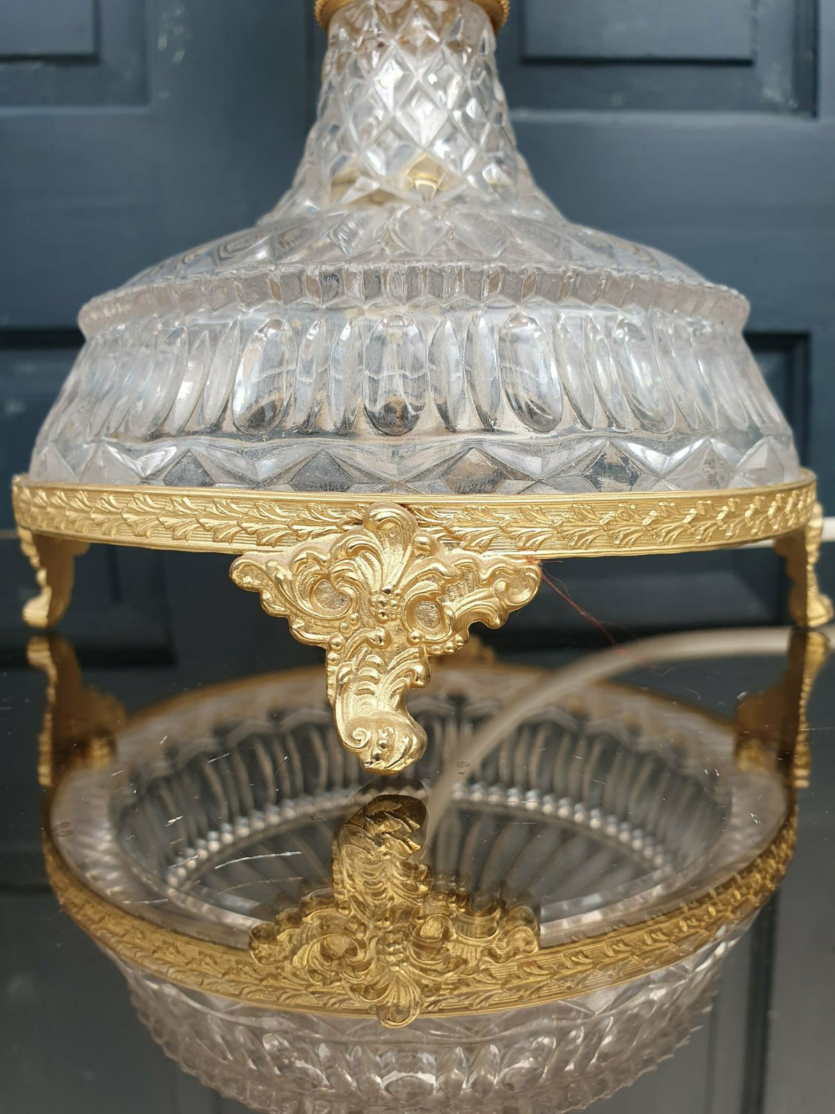 Lighting Pair Of Glass And Gilt Metal Table Lamps photo