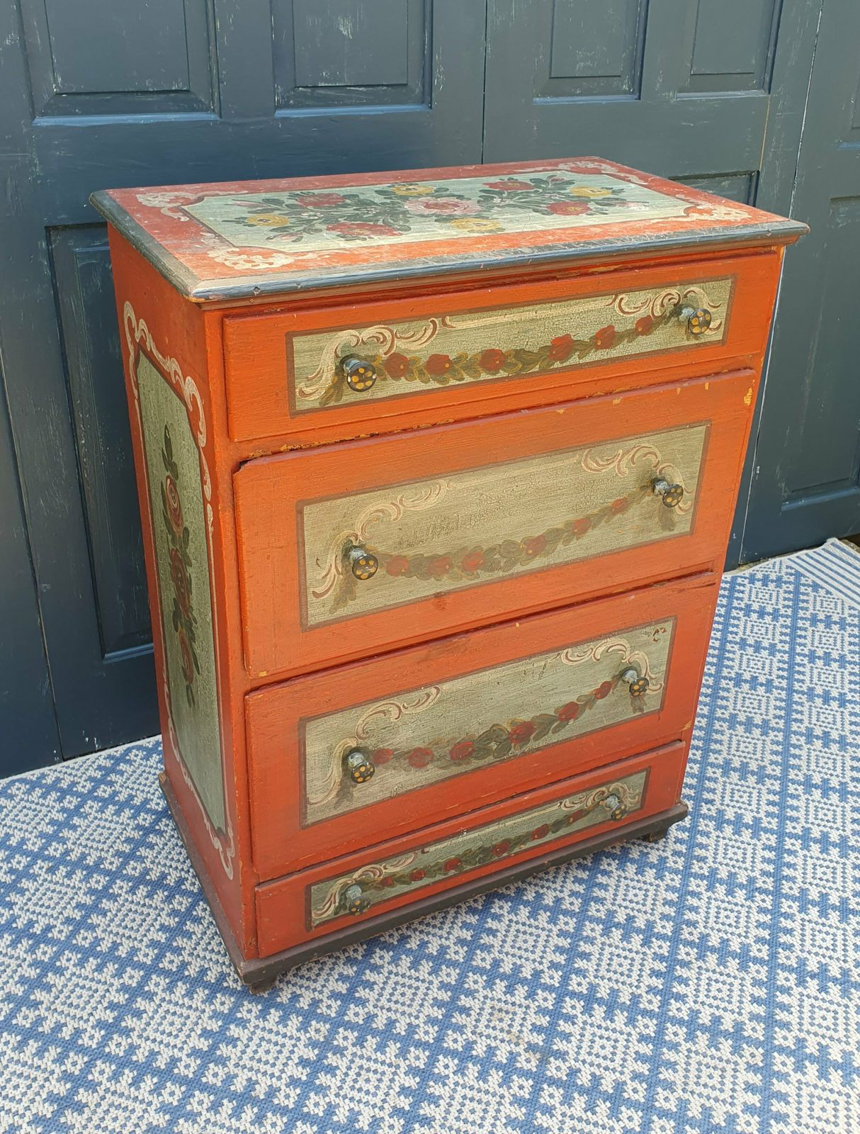 German Antique Polychrome Painted Chest Of Drawers photo furniture
