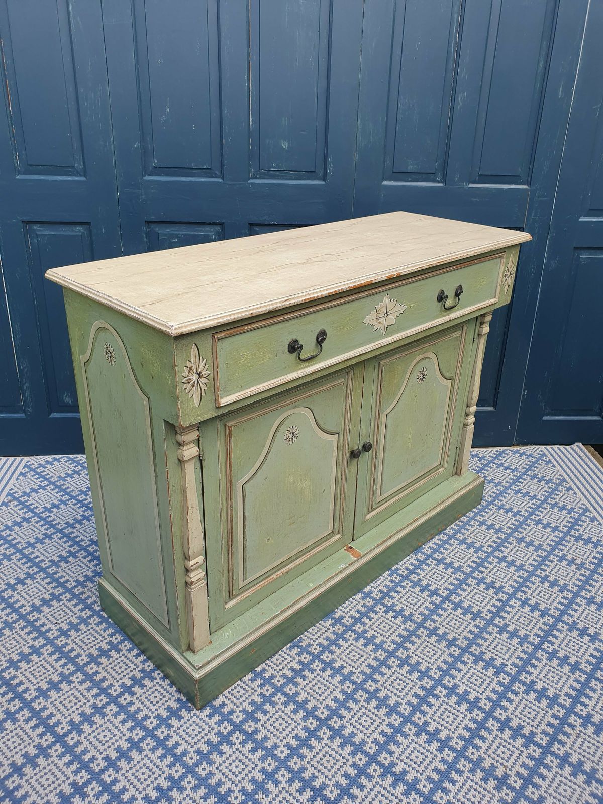 Hand Painted Antique Pine Cabinet photo for sale