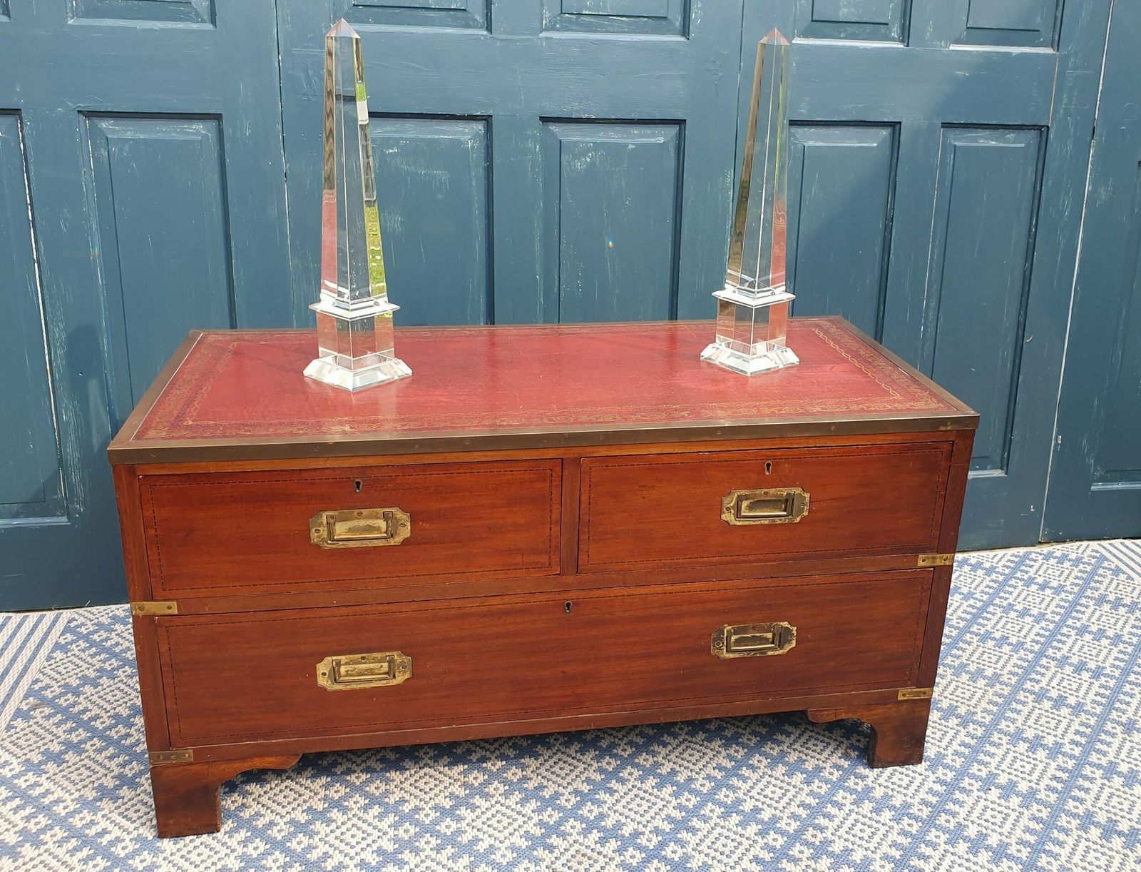 Leather Top Campaign Chest Of Drawers photo for sale