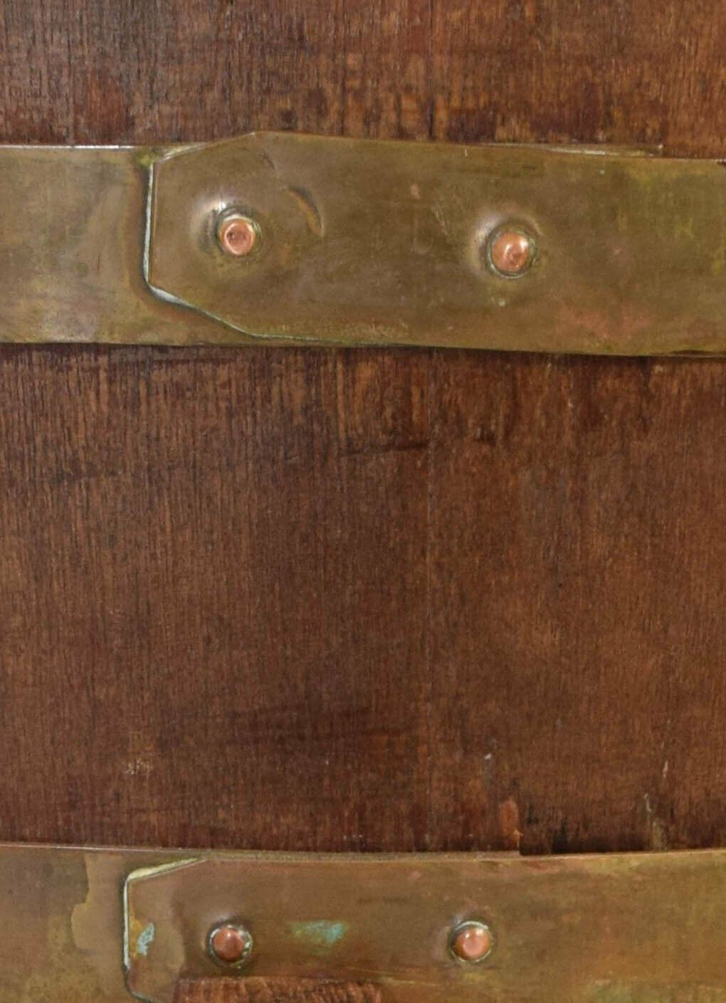 Early 20th Century Oak And Brass Bound Planter photo vintage