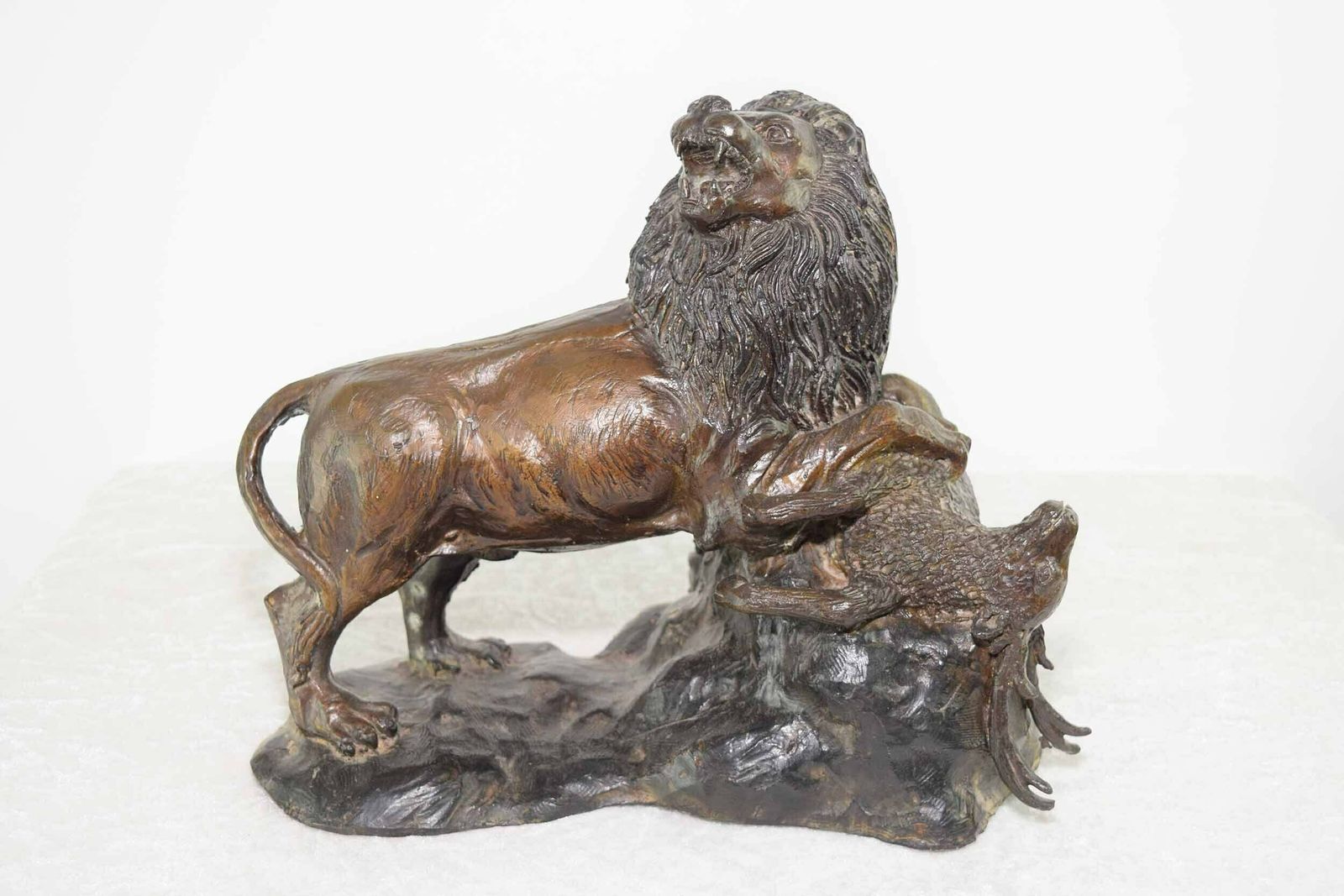 Early 19th Century Bronze Figure Of A Lion With Prey