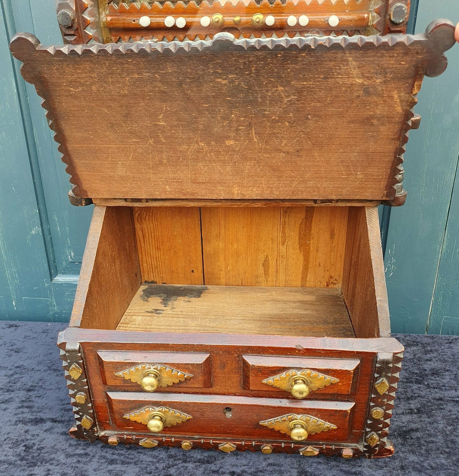 Tramp Art Cabinet, 1800s, Antique photo vintage