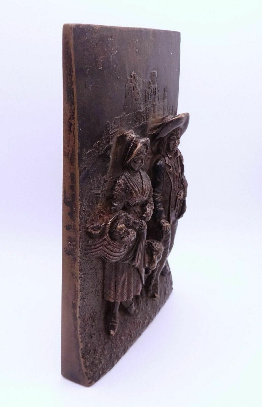 Antique French Cast Bronze High Relief Freestanding Plaque photo for sale