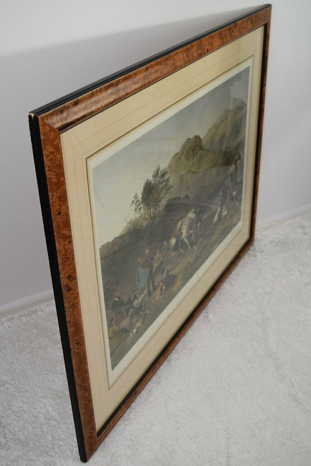 Impressive 19th Century Hand Coloured Print   Crossing A Highland Loch photo for sale