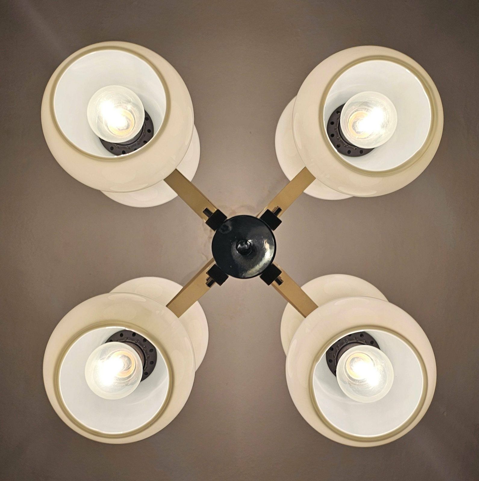 Space Age 8 Light Chandelier With While Glass Shades // Made In Yugoslavia In 1970s photo buy