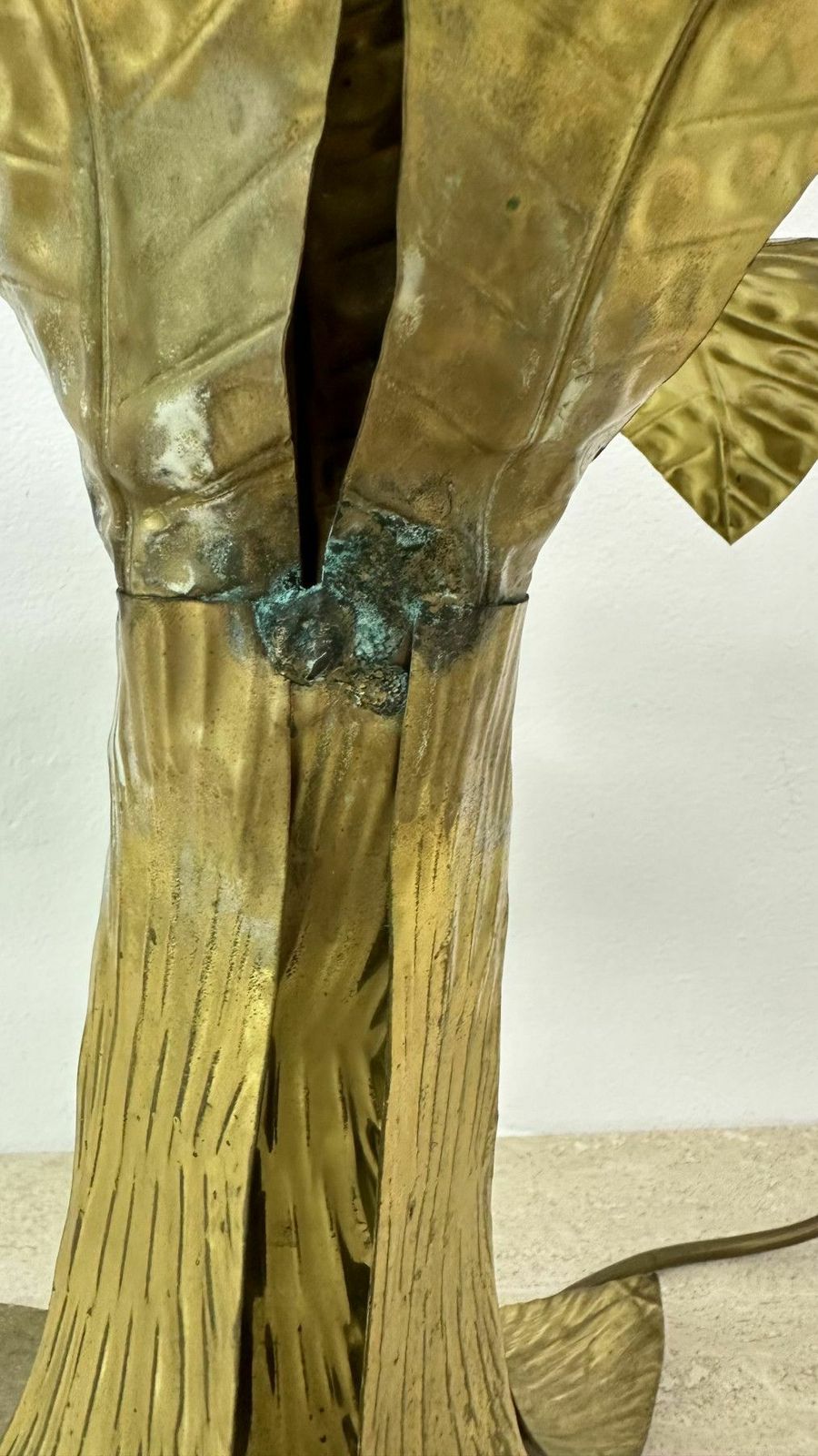 photo for sale Mid Century Brass Floor Lamp With Alabaster Grapes , 1950s