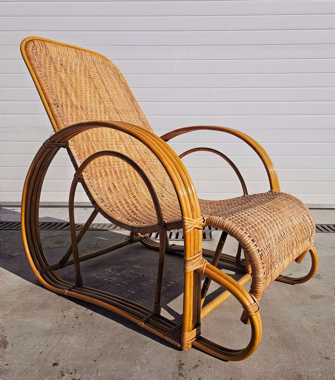 Pair Of Mid Century Modern Bamboo And Rattan Loungers // Bamboo Lounger // Made In Italy In 1960s photo furniture