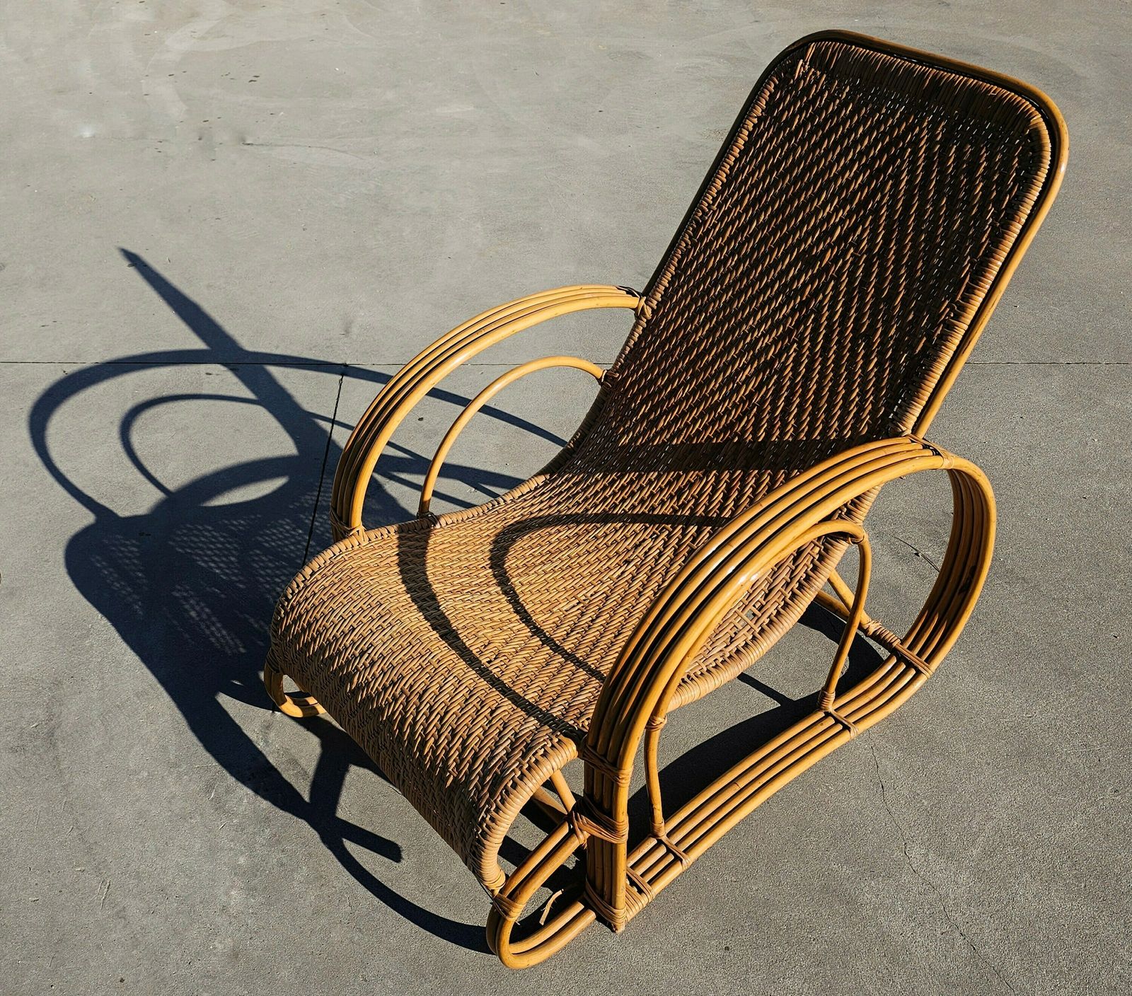 Pair Of Mid Century Modern Bamboo And Rattan Loungers // Bamboo Lounger // Made In Italy In 1960s photo Furniture