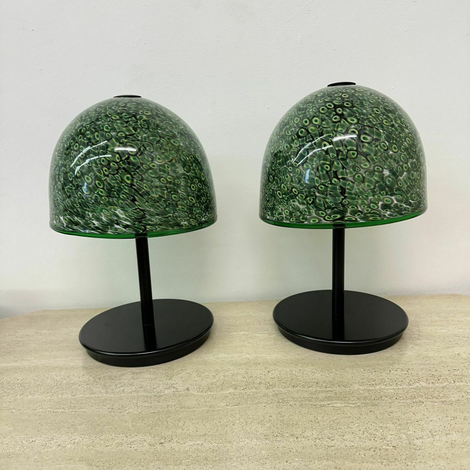 Paar Tafellamps Model 'Neverinno' In Muranoglas Van Gae Aulenti Voor Vetreria Vistosi, Jaren 1970, Italië photo vintage