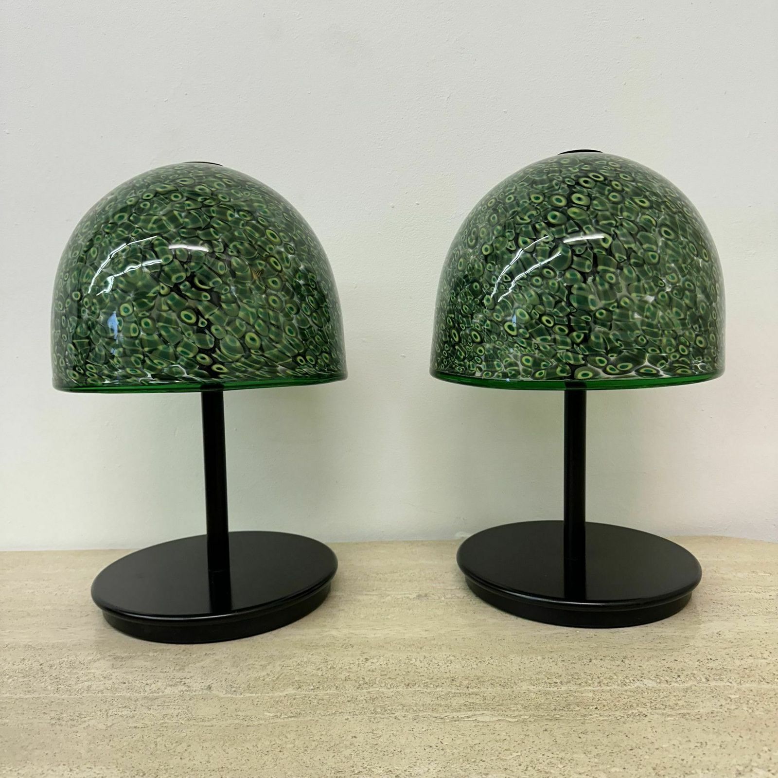 photo vintage Pair Of Table Lamps Model ‘Neverinno’ In Murano Glass By Gae Aulenti For Vetreria Vistosi , 1970s Italy