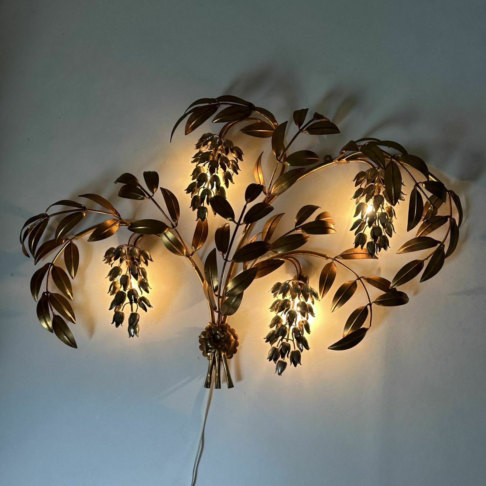 Hans Kögl Wisteria Wall Lamp Gilded Metal , 1970s photo 2353.0