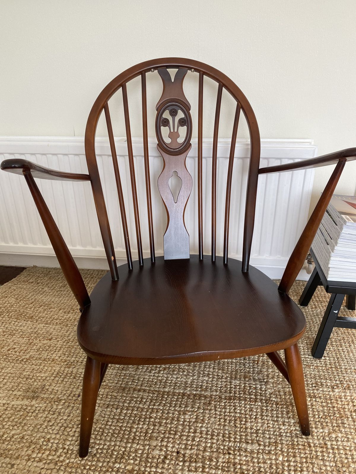 Mid Century Ercol Armchair 307 Fleur De Lis With Linwood Cushions photo for sale