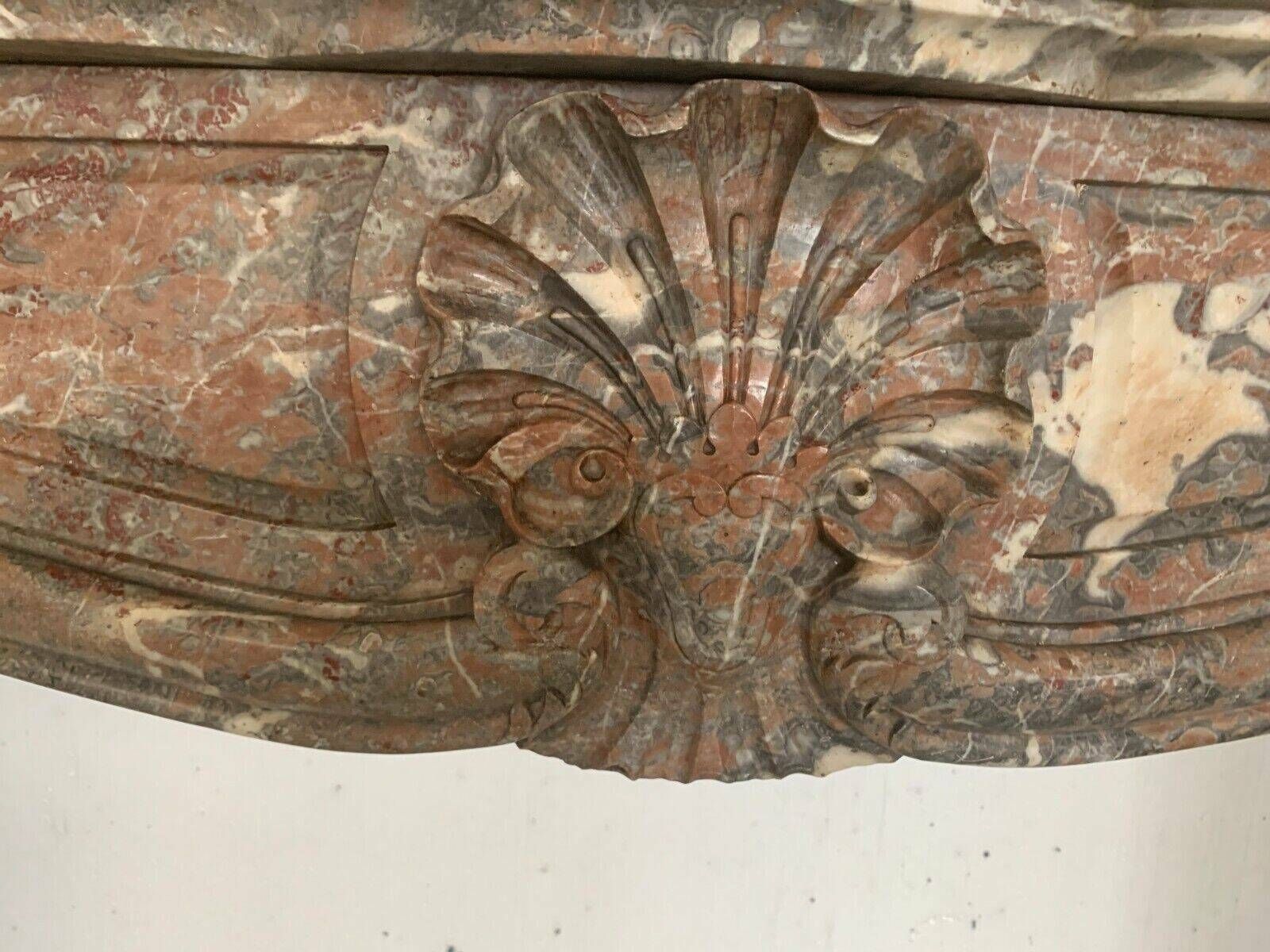 Louis XV Style Fireplace In Red Breche Marble 19th Century photo Home Fixtures