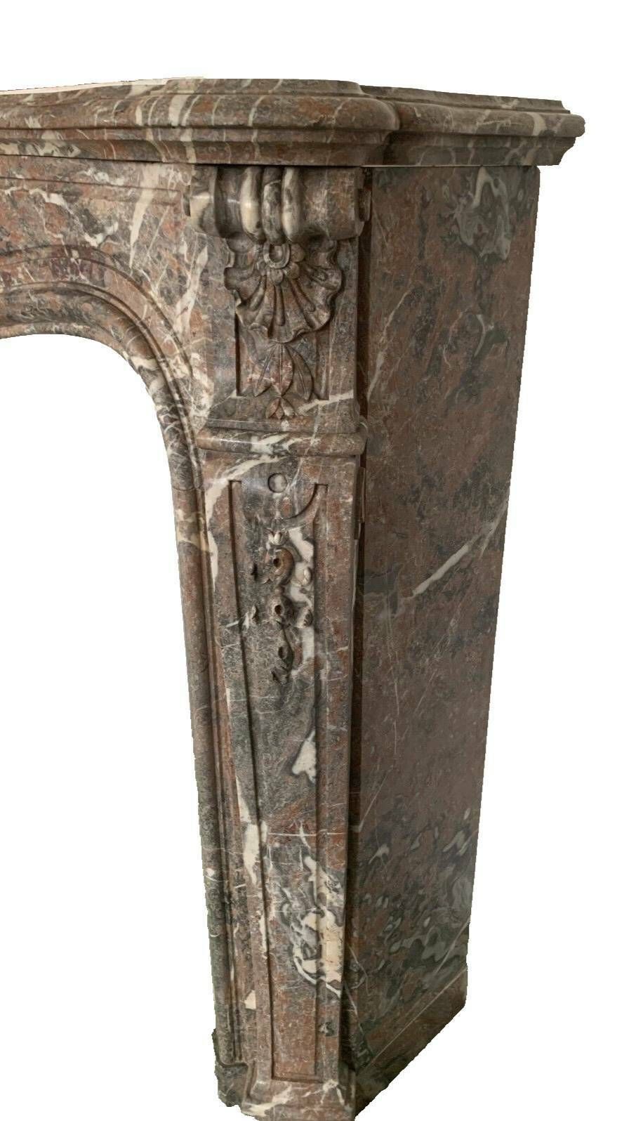 Louis XV Style Fireplace In Red Breche Marble 19th Century photo 5643.0