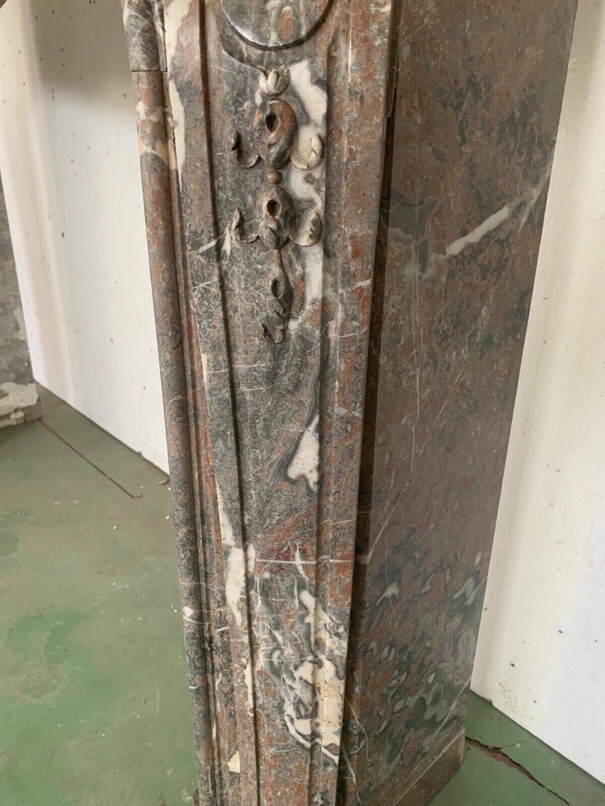 Louis XV Style Fireplace In Red Breche Marble 19th Century photo vinterior