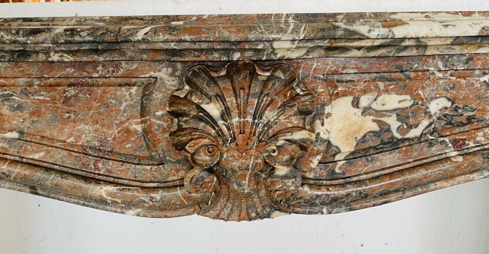 photo vinterior Louis XV Style Fireplace In Red Breche Marble 19th Century