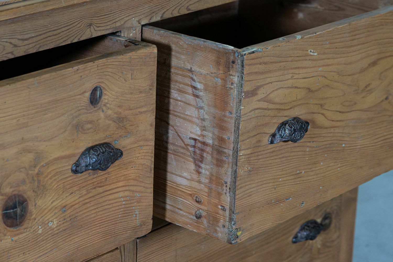 19thc English Pine Haberdashery Drawers photo vintage
