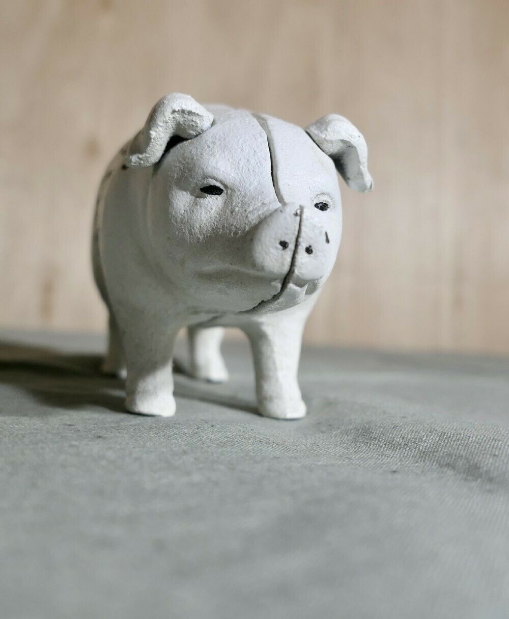 Cast Iron Piggy Bank Advertising Wm Moland's Sons Quaker City Hams photo for sale