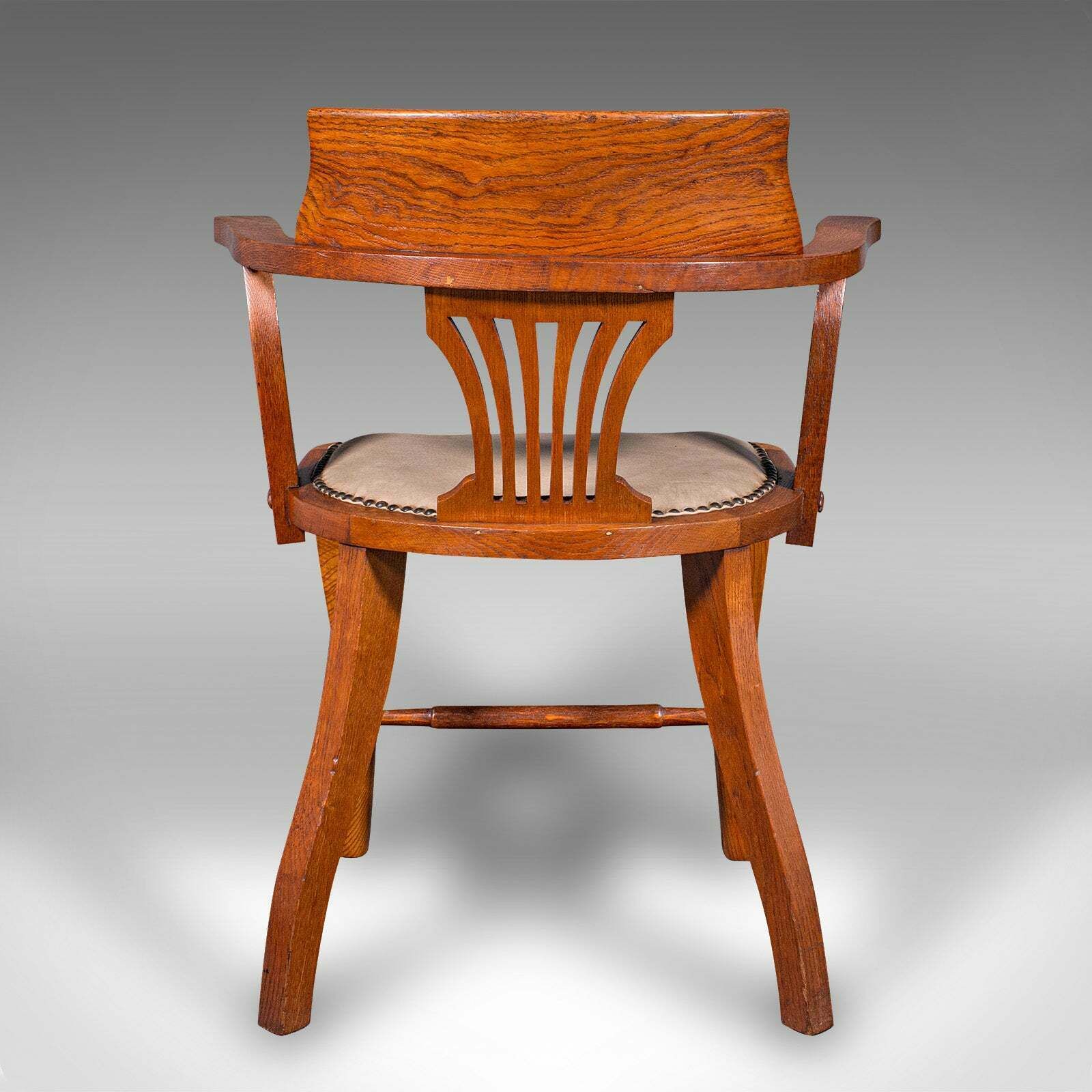 Antique Desk Elbow Chair, English, Oak, Office Seat, Drawing Room, Edwardian photo 795.0