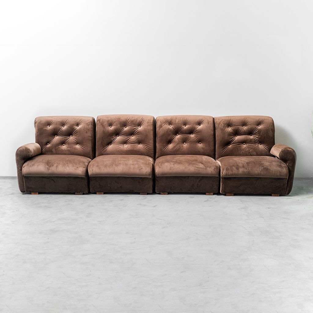 4 Seater Modular Sofa Velvet 70s Vintage Modern Antiques photo Furniture