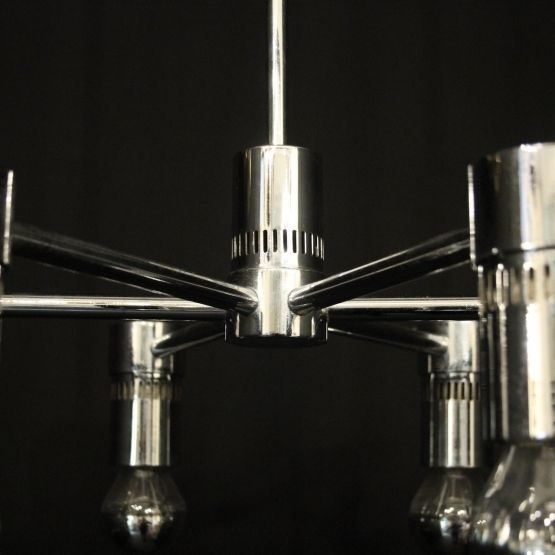 Italian Chrome 6 Light Chandelier photo vintage