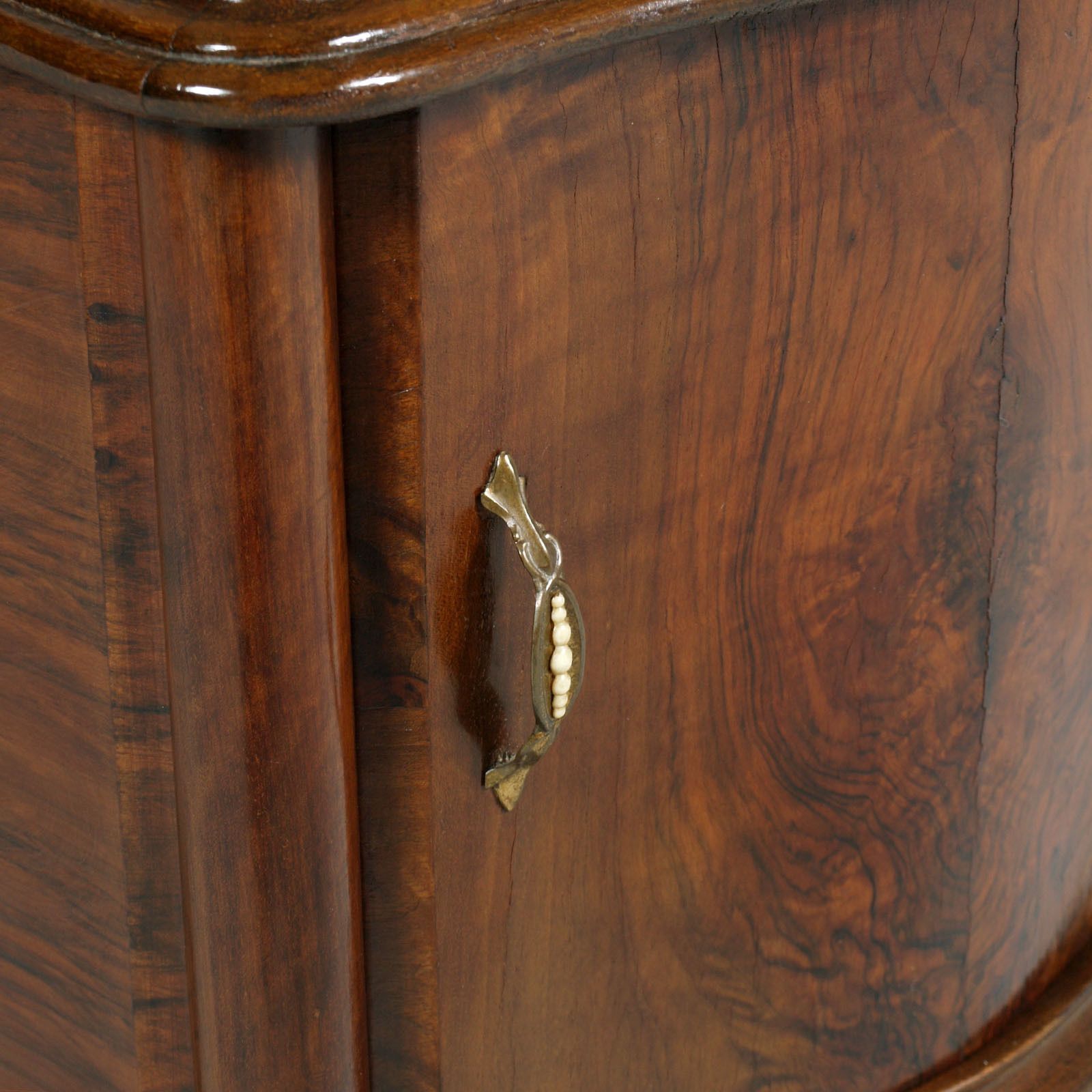 Venetian Baroque Nightstands, Hand Carved & Veneer Walnut, Restored Wax Polished photo buy
