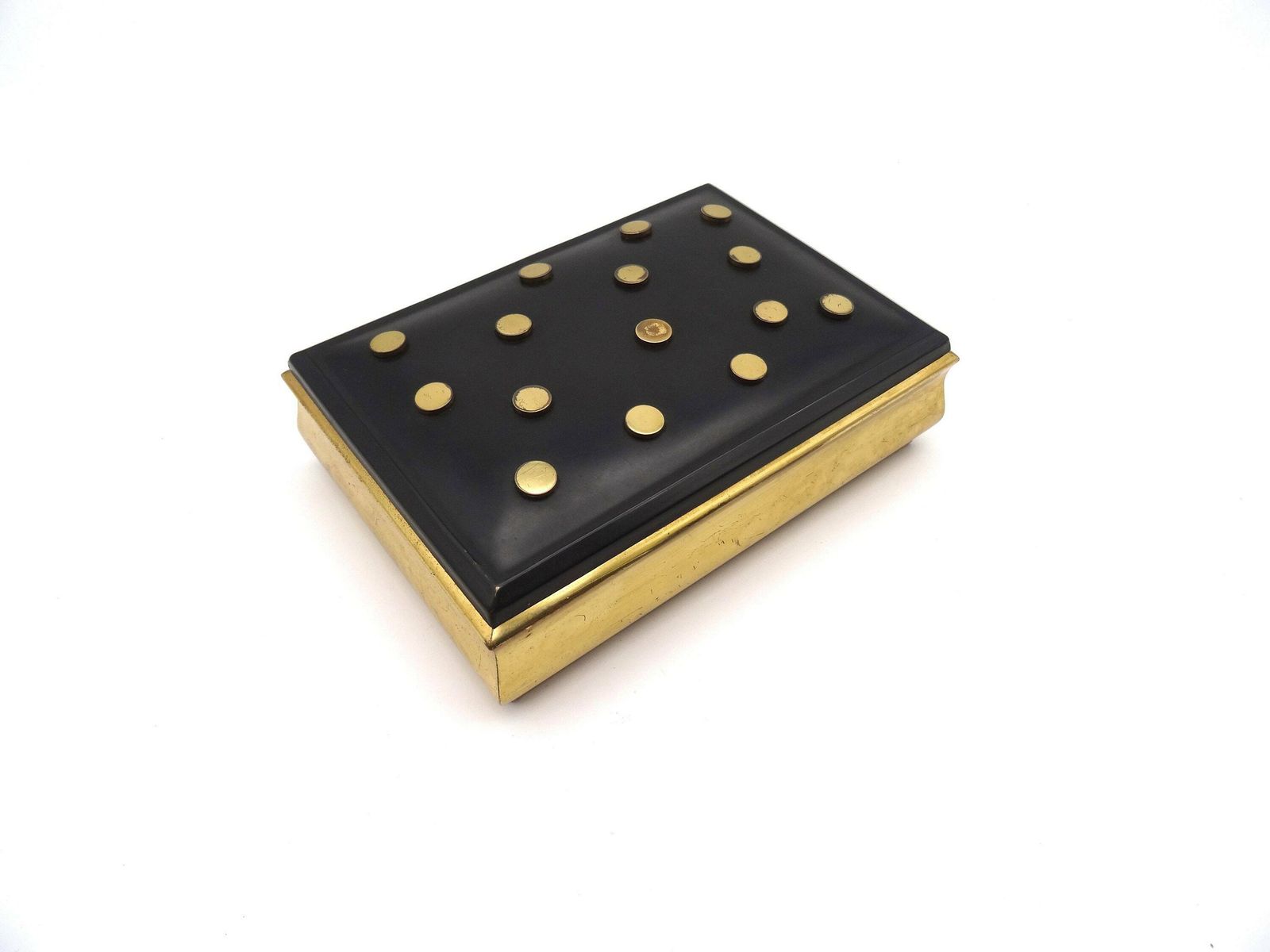 Unique Mid Century Jewelry Box Gold Black Artist Made Danish Modern 1960