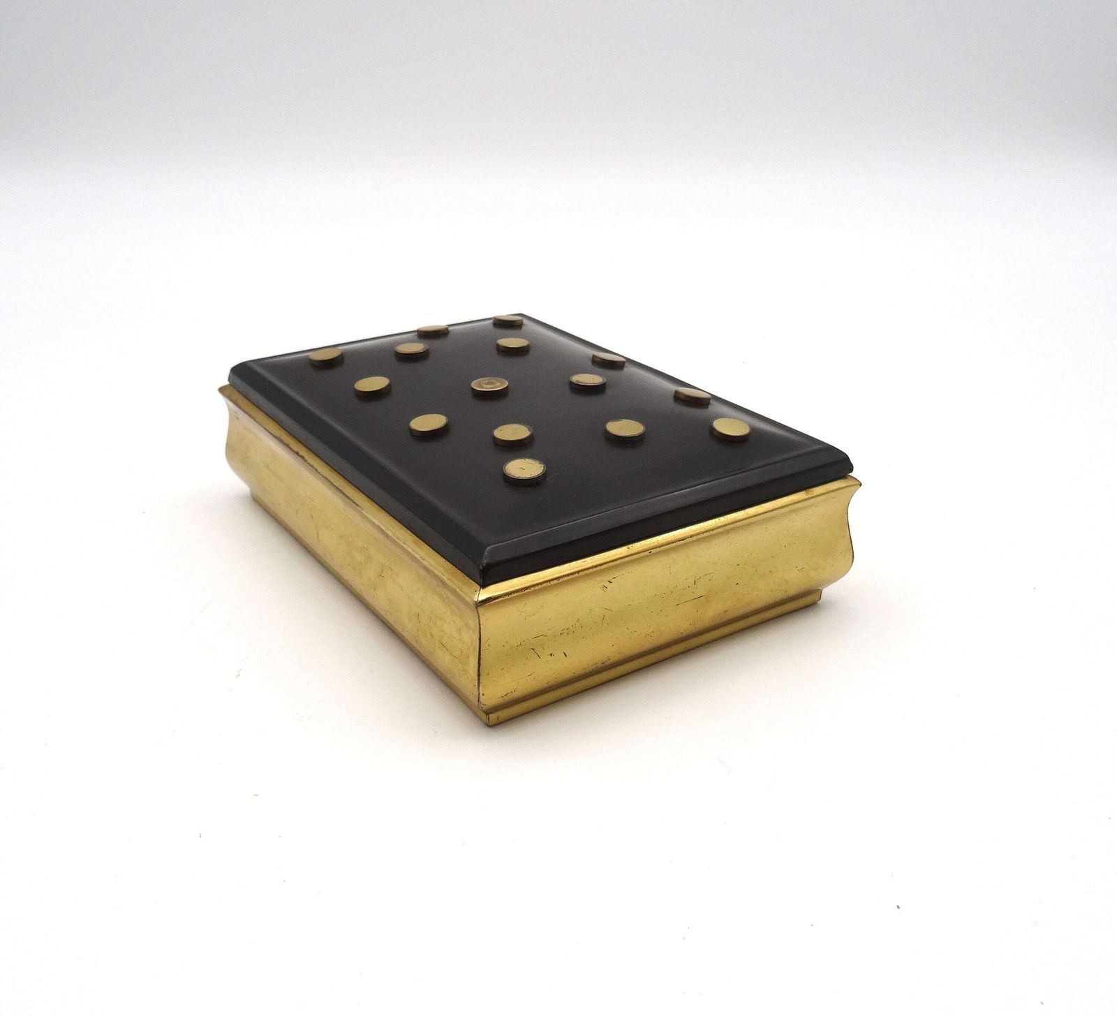 Unique Mid Century Jewelry Box Gold Black Artist Made Danish Modern 1960 photo 175.0
