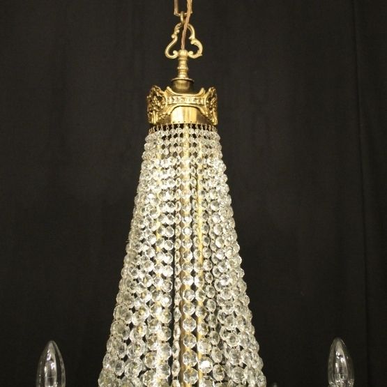 French Gilded 16 Light Tent Antique Chandelier photo vintage