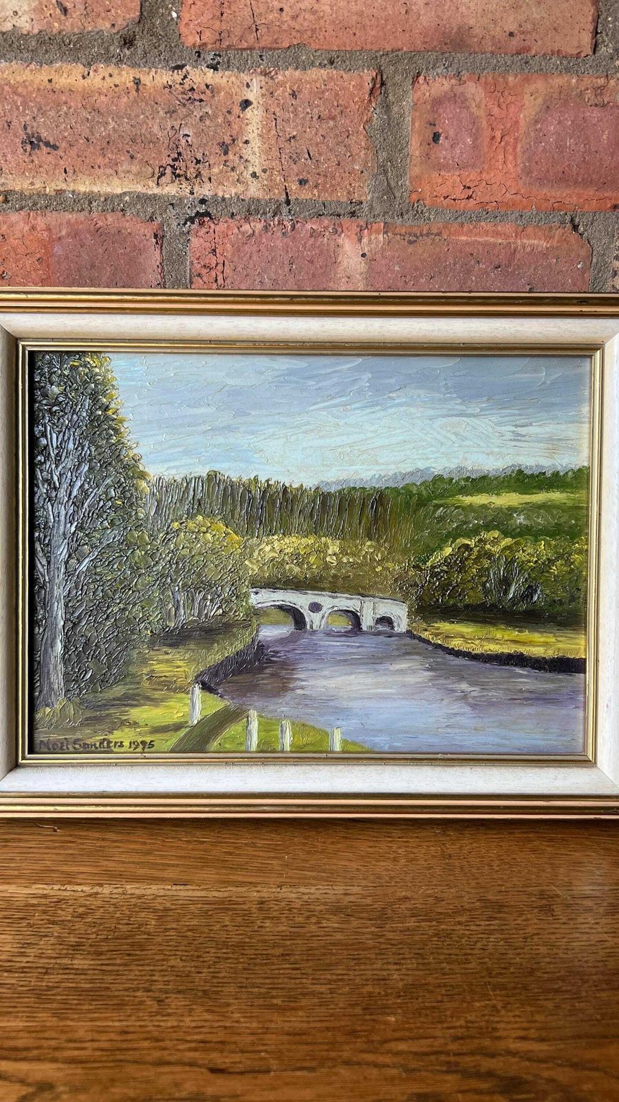 1975 Original Oil Painting Signed & Framed Depicts River And Bridge In Kenmore, Perthshire photo furniture