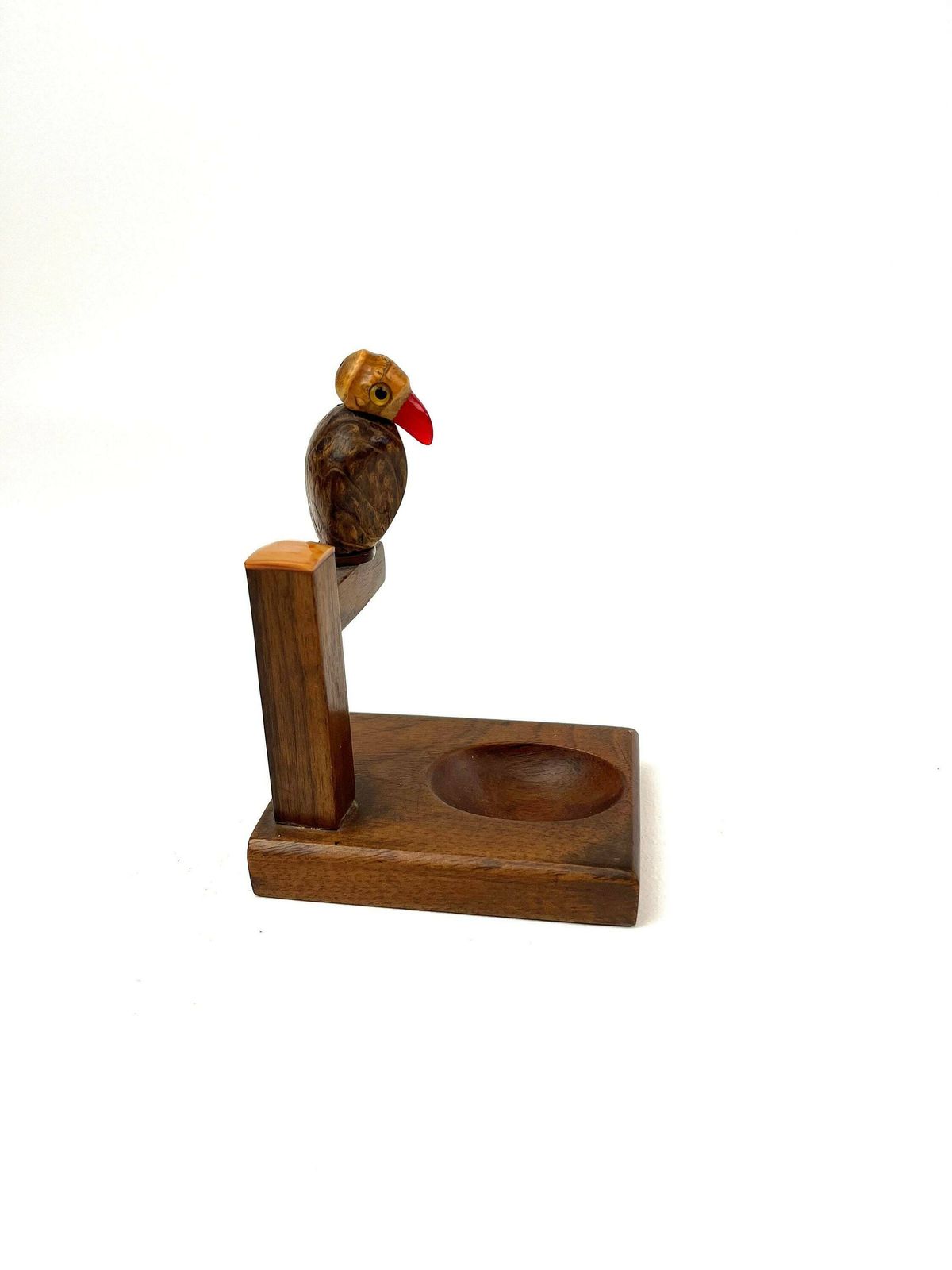 Rare Art Deco Wooden Bird Pipe Holder Bakelite Beak France 1930 photo vintage