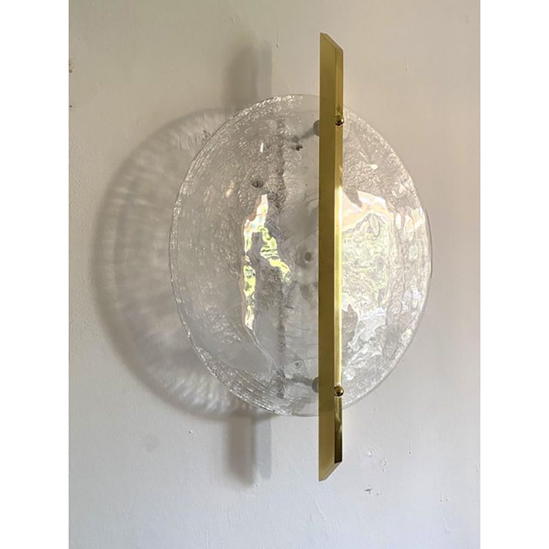 Italian Venied White Alabastro Disc Murano Glass Gold24k Wall Sconce By Simoeng photo vinterior