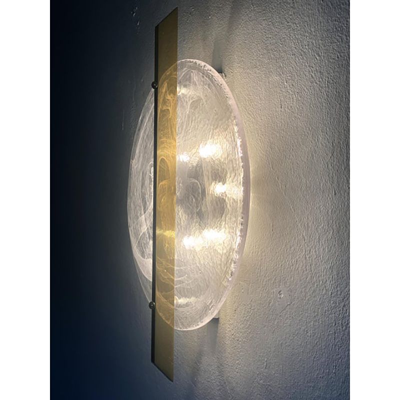Italian Venied White Alabastro Disc Murano Glass Gold24k Wall Sconce By Simoeng photo buy