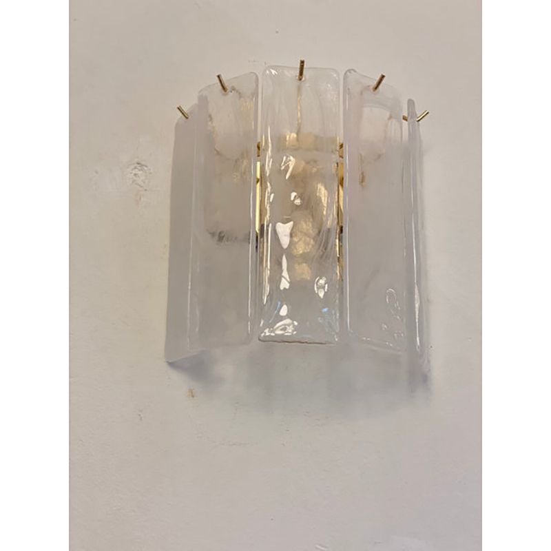 Lighting Set Of Two Venied White Alabastro Strips “Listelli” Murano Glass Gold 24k Wall Sconce By Simoeng photo