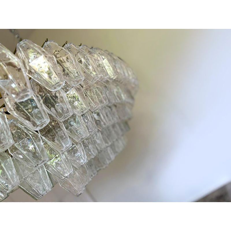 Contemporary Huge Oval "Poliedro" Murano Glass Chandelier In Venini Style By Simoeng photo 16800.0