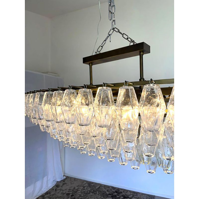 Contemporary Huge Oval "Poliedro" Murano Glass Chandelier In Venini Style By Simoeng photo vintage