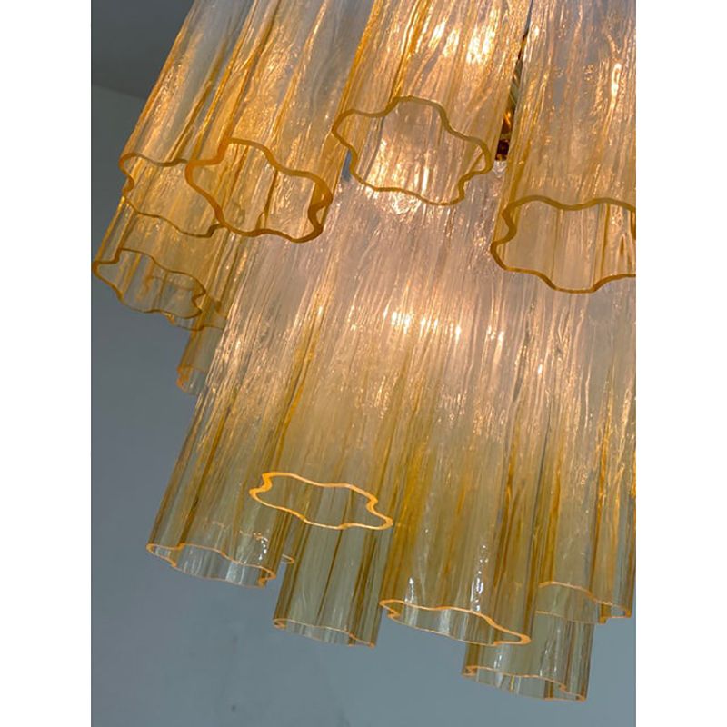 Contemporary Luxury Vanished  Clear Amber "Tronchi" Murano Glass Chandelier In Venini Style By Simoeng photo buy