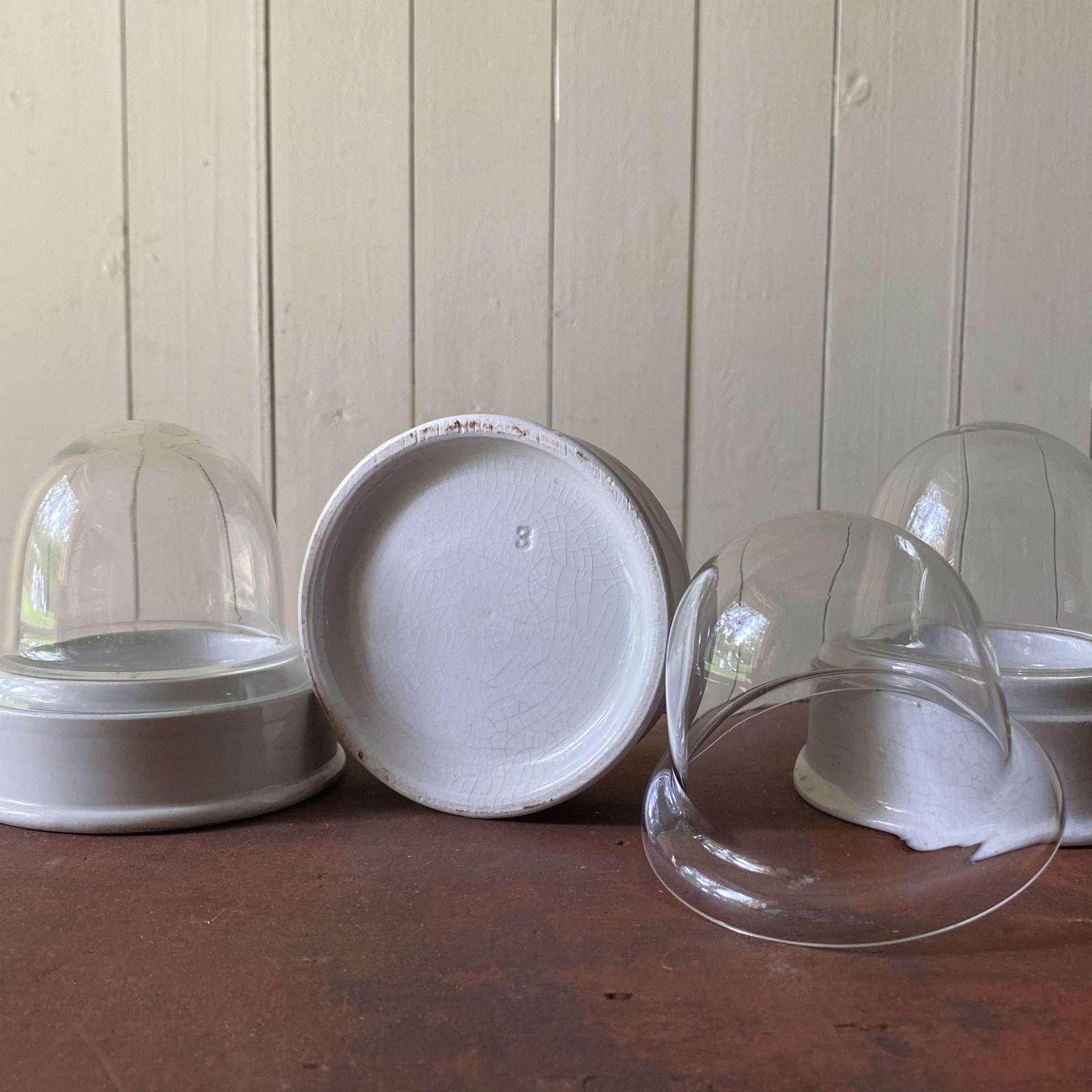 Trio Of Early Ceramic/Glass Specimen Displays photo for sale