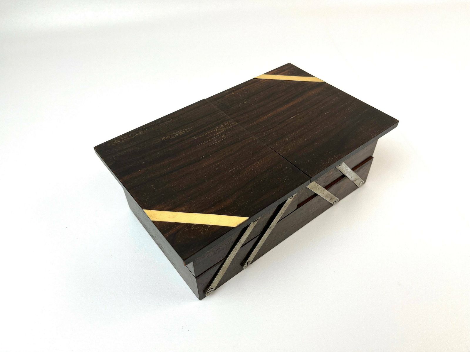 Rare Avant Garde Art Deco Bauhaus Wooden Foldable Jewelry Box France 1930