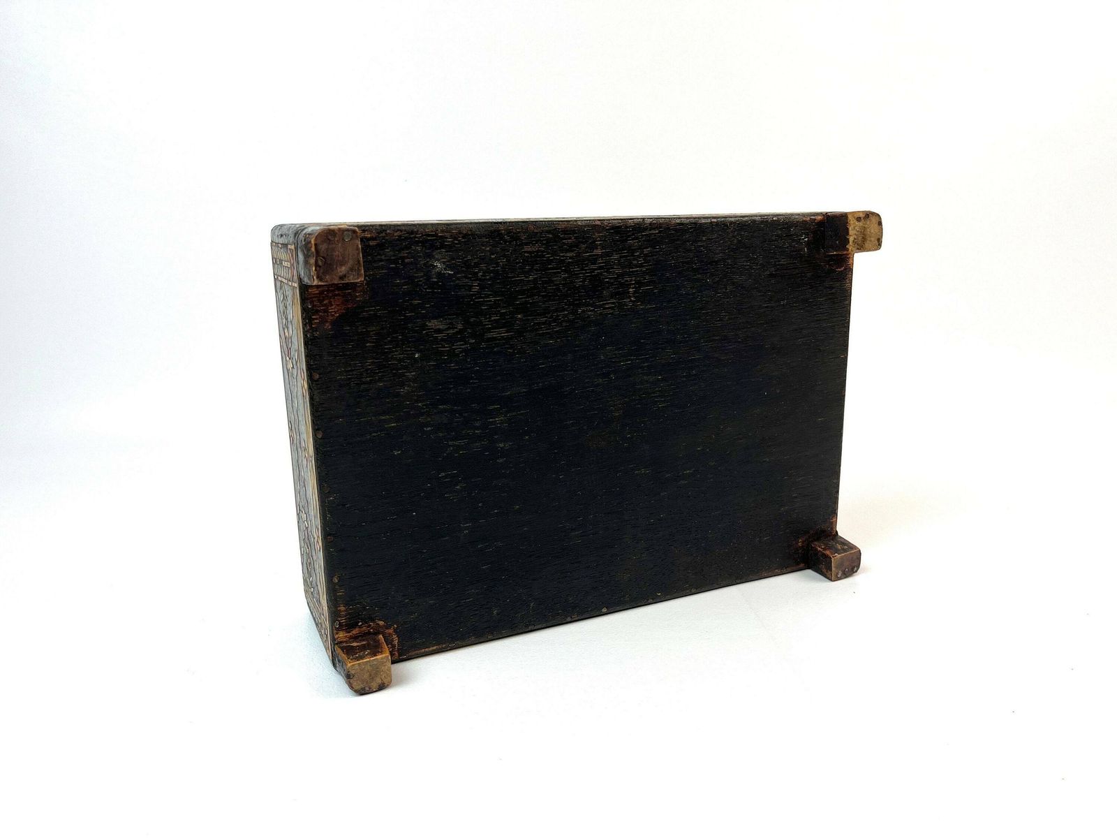 photo furniture Beautiful Antique Large Black Forest Straw Marquetry Jewelry Box Germany 1880