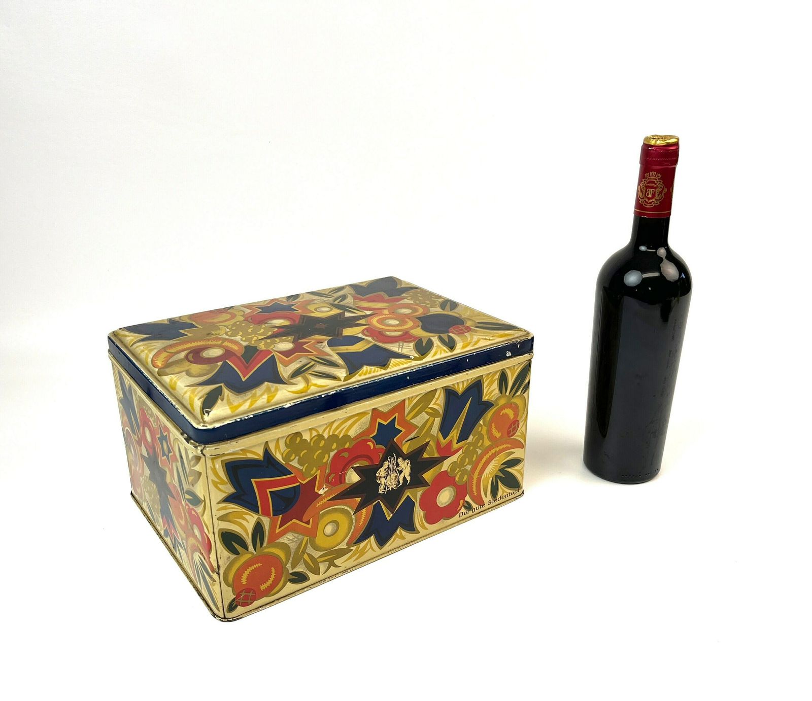 Rare Large Art Deco Bauhaus Avantgarde Decorative Tin Box Germany 1930 photo vintage