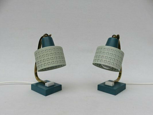 Extraordinary Mid Century Bedside Table Lamps In Brass, 1960s, Set Of 2 photo for sale