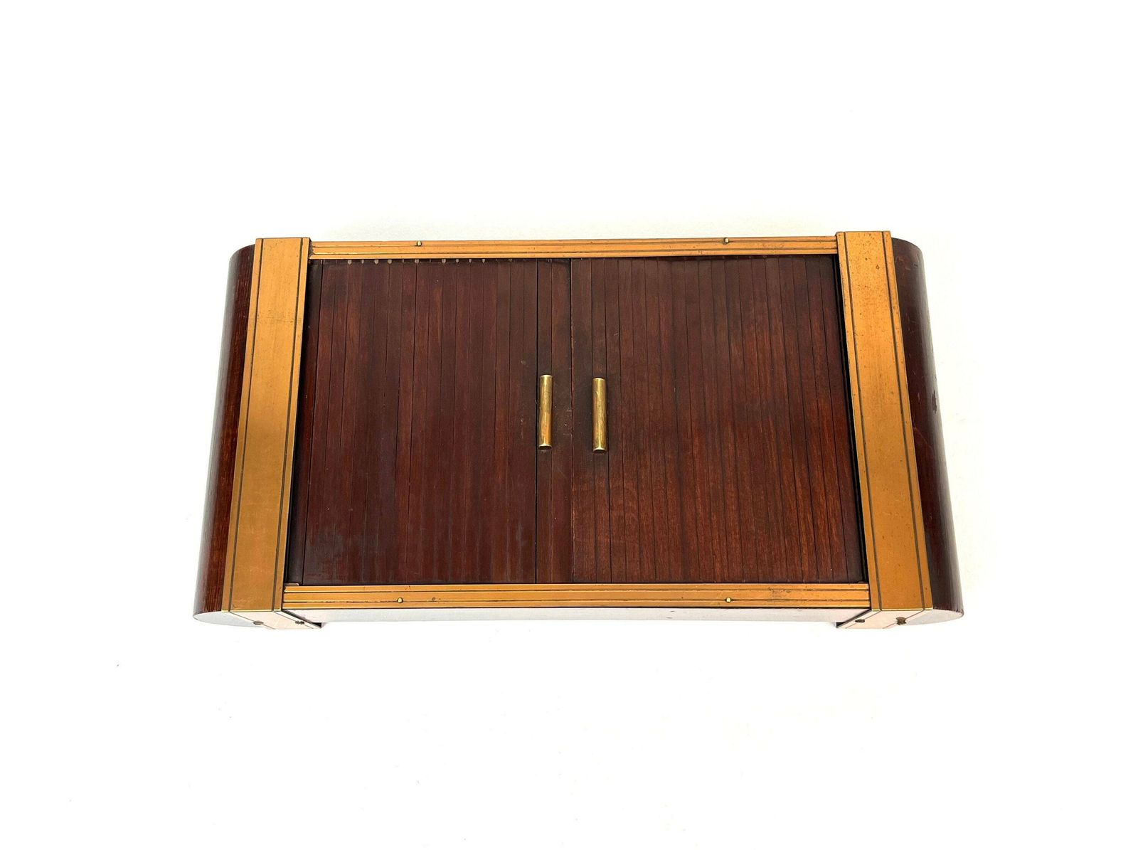 Avant Garde Art Deco Double Roll Top Jewelry Box France 1930 photo vintage