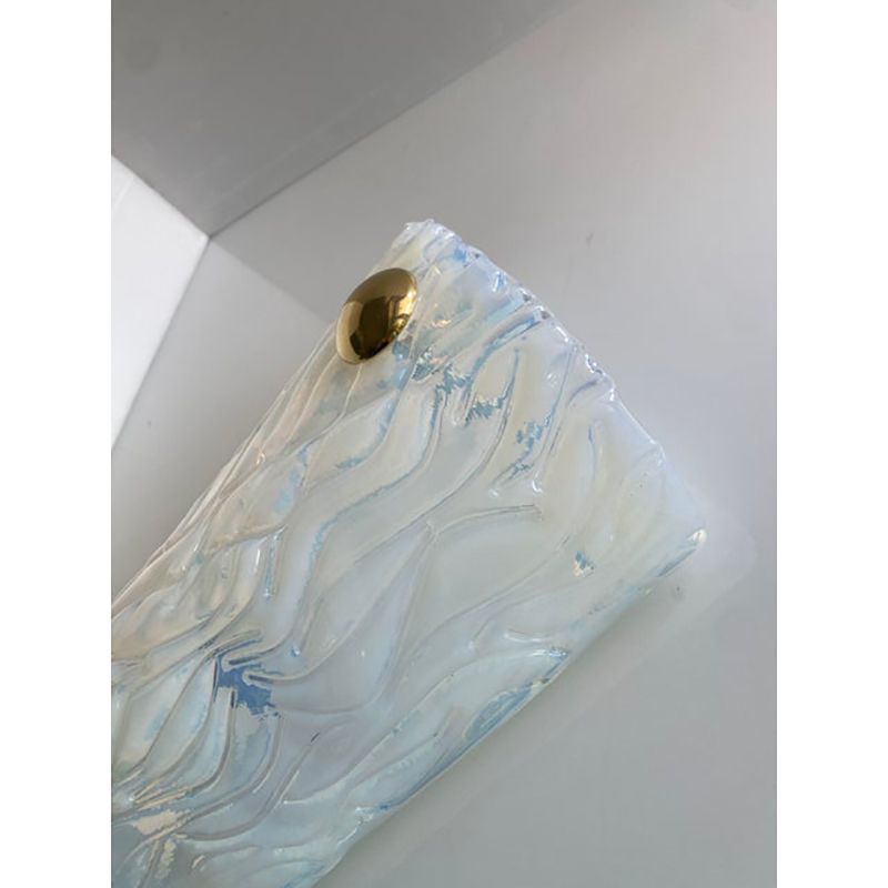 Set Of Two Italian Opalino Murano Glass Wall Sconces In Mid Century Modern Style photo for sale