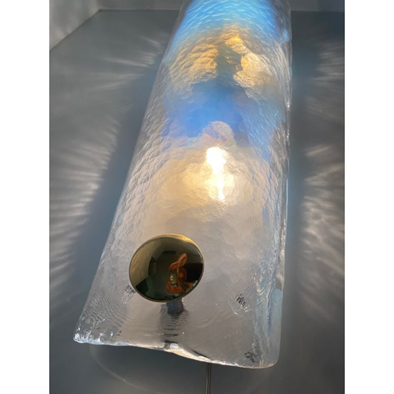 Set Of Two Italian Opalino Murano Glass Wall Sconces In Mid Century Modern Style photo for sale