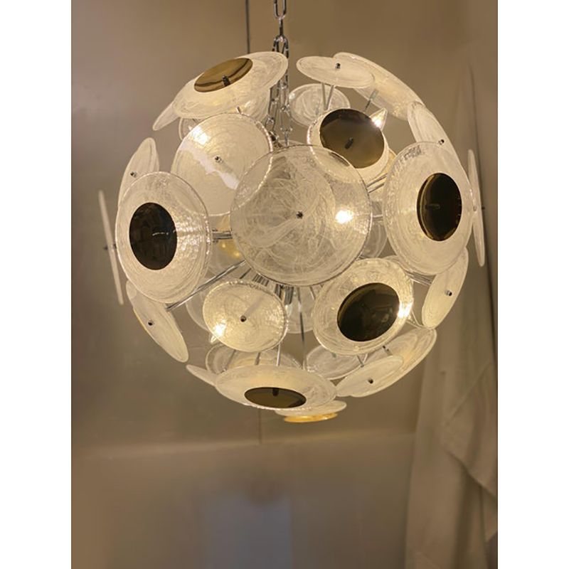 Italian Venied White "Alabastro Murano Glass Sputnik Chandelier photo for sale