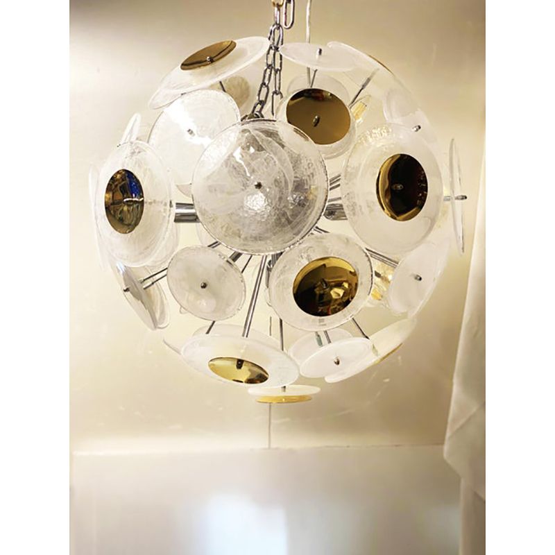 Italian Venied White "Alabastro Murano Glass Sputnik Chandelier photo vintage