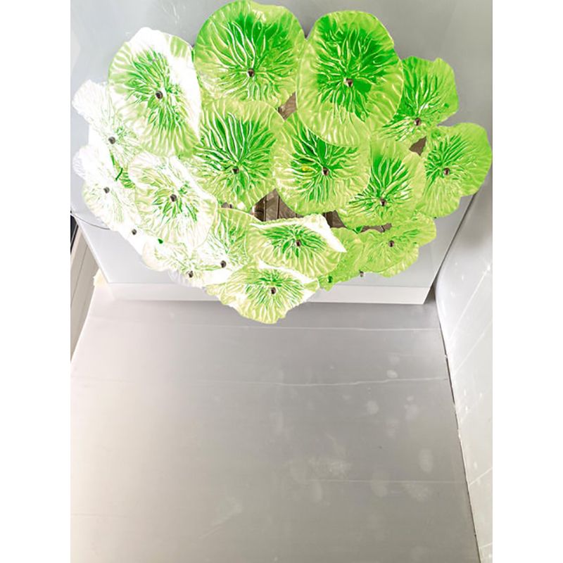 Italian Green Floreal Murano Glass Flush Mount In Mid Century Modern Style photo furniture