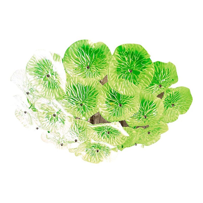 Italian Green Floreal Murano Glass Flush Mount In Mid Century Modern Style